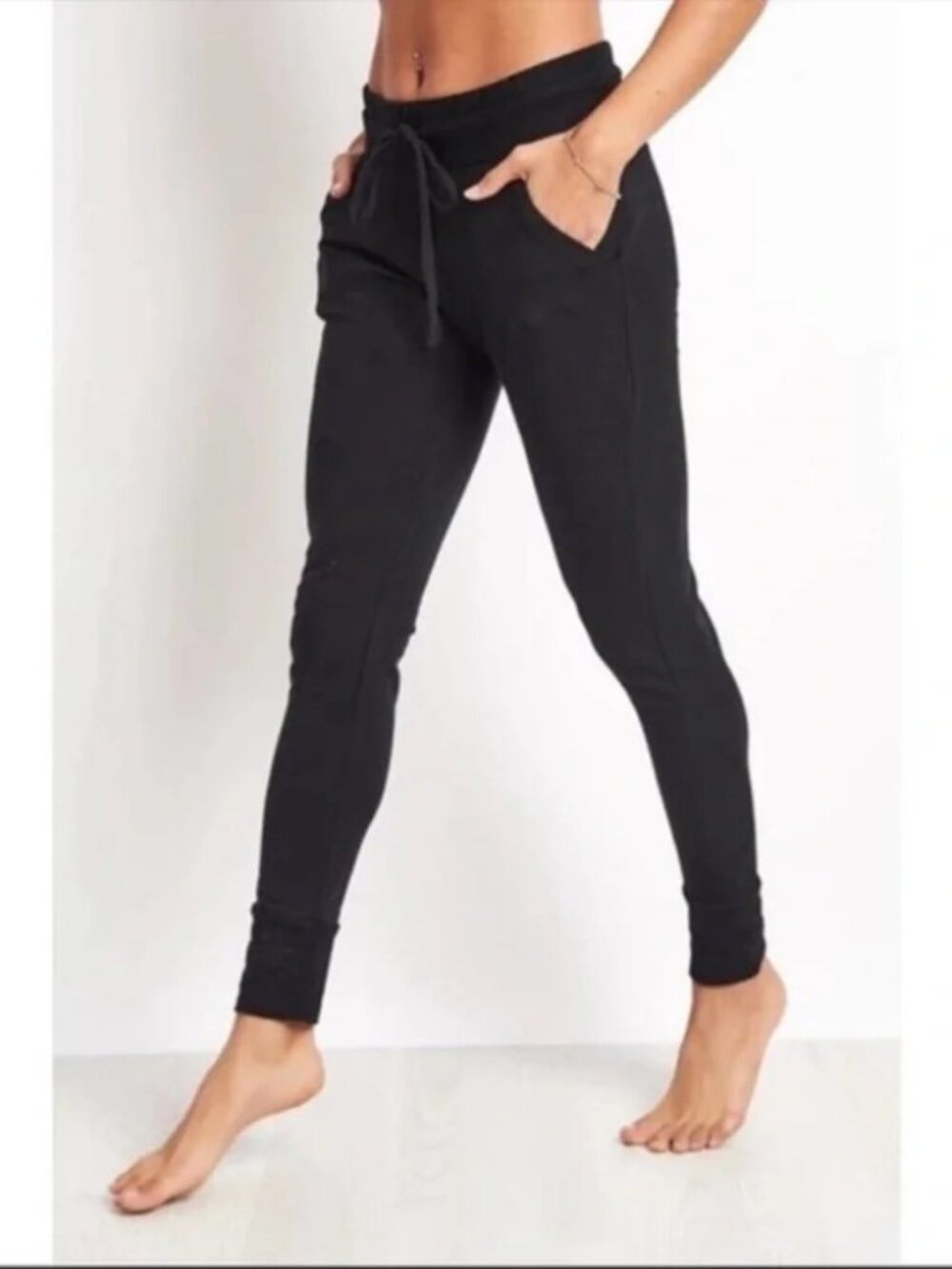 FREE PEOPLE SUNNY DRAWSTRING JOGGER SWEAT PANT • BLACK • NWT • XS - Picture 5 of 8